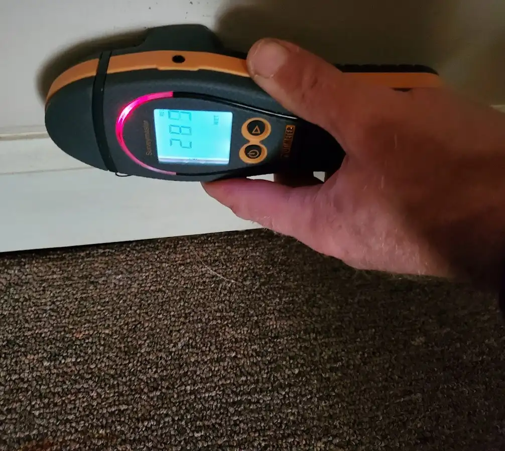 Moisture detection at baseboard during Burst Pipe Cleanup in Upper Arlington
